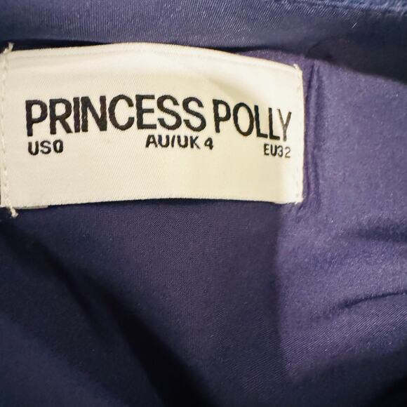 Princess Polly Clemence Navy Satin Open Back Womens Slipdress Mini Dress Size 0 - Picture 11 of 13